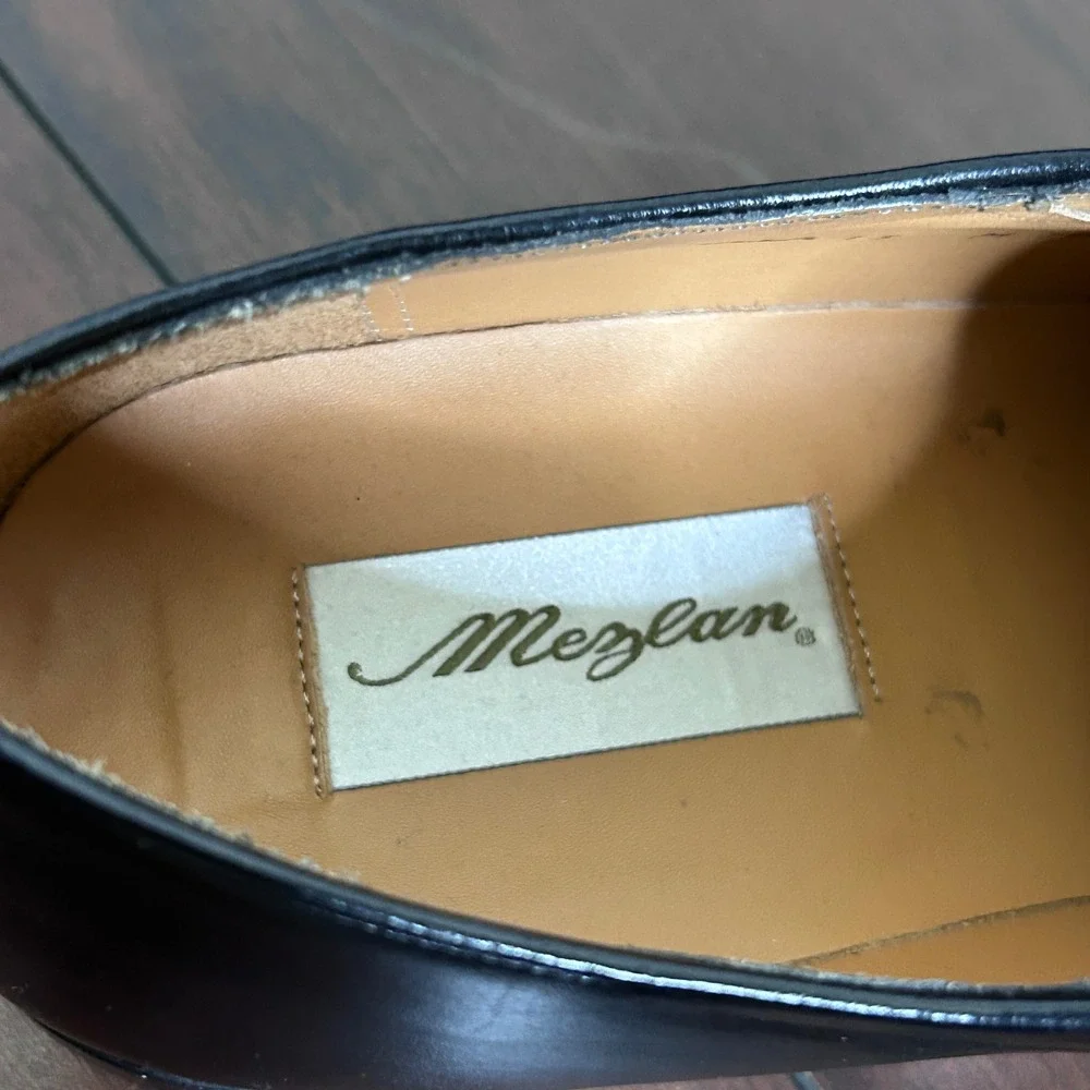Mezlan Medolla Derby Dress Shoes Mens 13 Black Square Apron Toe Leather